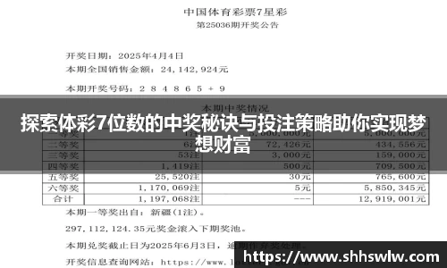 探索体彩7位数的中奖秘诀与投注策略助你实现梦想财富