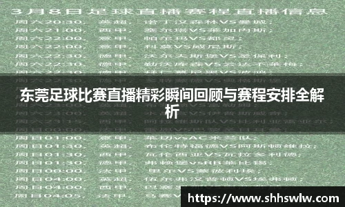 东莞足球比赛直播精彩瞬间回顾与赛程安排全解析